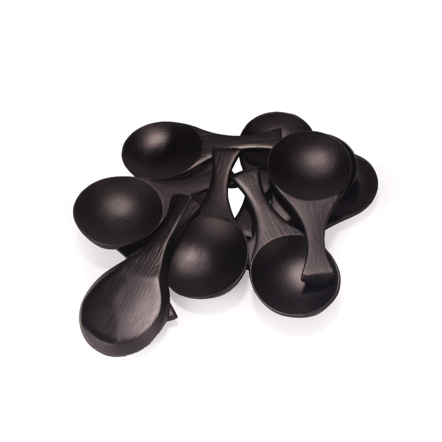 BambooMN - 3.5" Small Solid Bamboo Round Scoop - Black - 10pcs