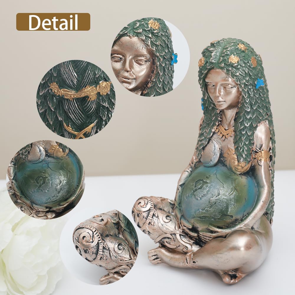 SHOWFEICAT Goddess Statue, Gaia Statue Mother Earth Nature Moon Statues, Resin Witchy Spiritual Figurine Home Room Decor Garden Decoration Earth Day Decoration