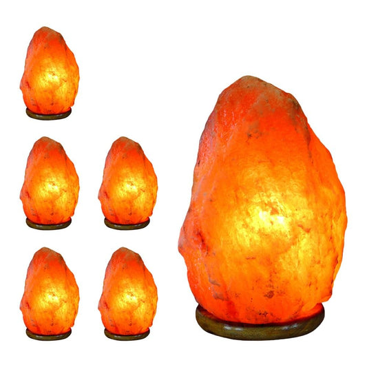 Natures Artifacts, Himalayan Crystal Rock Salt Lamp, Excellent Gift Cleanses Air and Improves Mood, UL Certified dimmer Cord - 7-8" (Pack of 6)