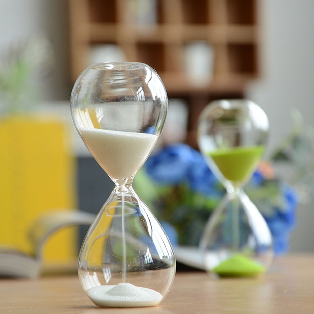 Large Fashion Colorful Sand Glass Sandglass Hourglass Timer Clear Smooth Glass Measures Home Desk Decor Xmas Birthday Gift (60 Minutes, White)