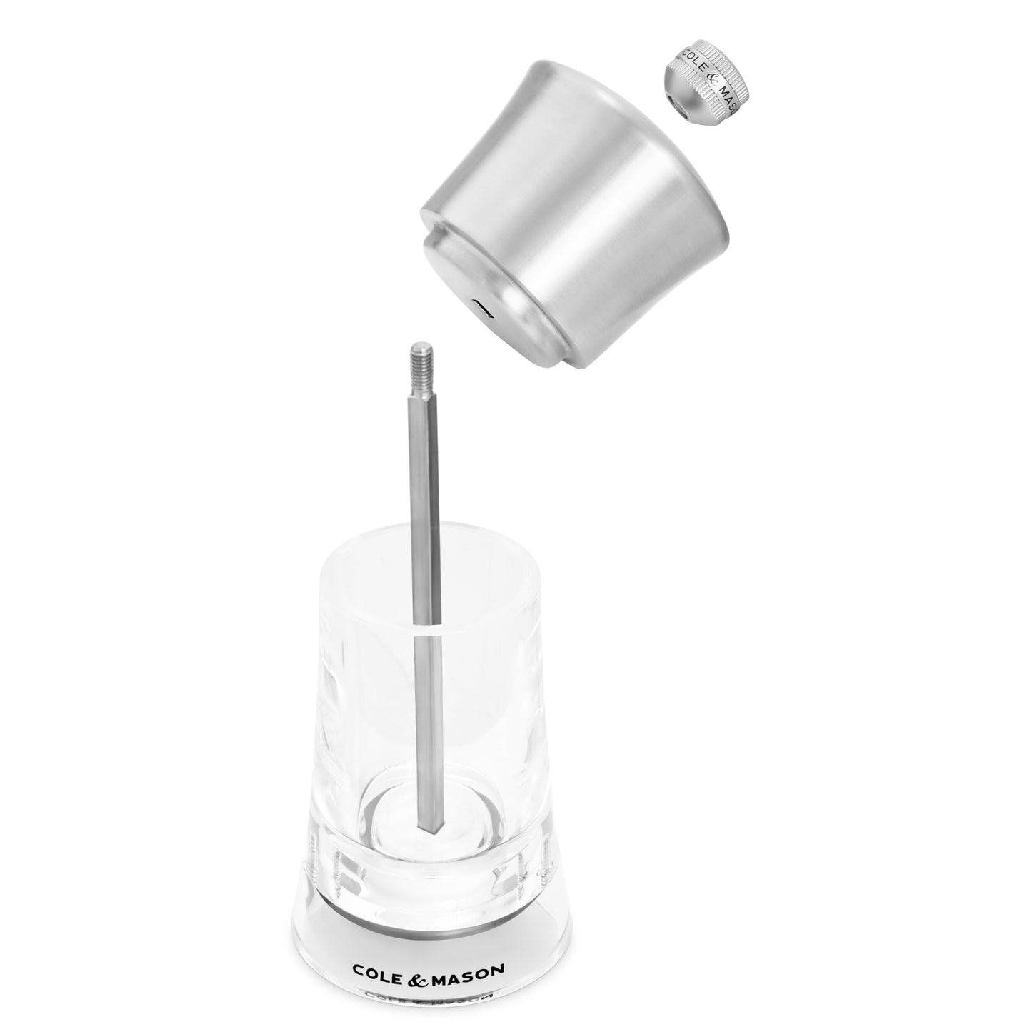 Cole & Mason Bromley Pepper Mill, Ceramic Mechanism with Adjustable Coarseness, Acrylic/Stainless Steel Pepper Grinder, 150mm, Lifetime Mechanism Guarantee