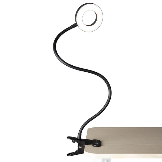 OttLite Capture Clip-On LED Desk Lamp and Ring Light for Desk, Use for Reading, Selfie, for Computer, ClearSun LED Technology, Dimmable with 3 Color Modes