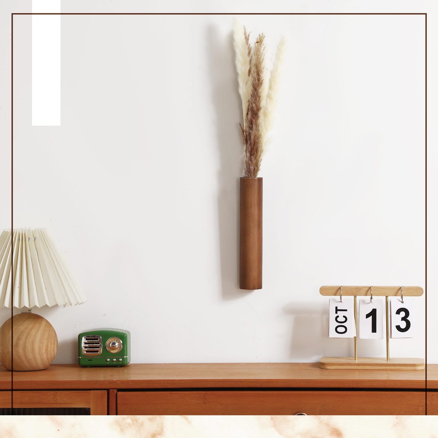 4 Pack Wood Indoor Wall Planter Modern Mounted Wooden Vases Home Wall Decor for Living Room Bedroom Bathroom for Dried Flowers and Greenery Plants