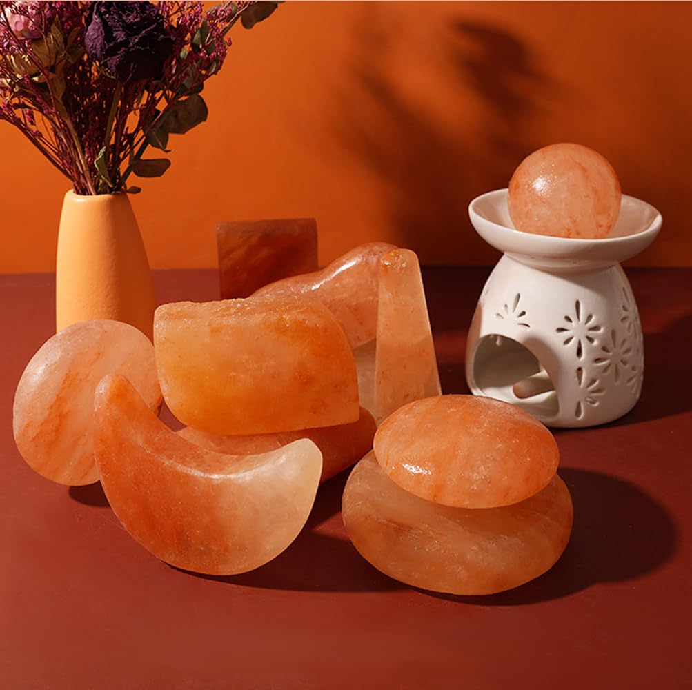 QYLHH Moon Shape Himalayan Salt Massage Stones Hot Massage Cold Massage Stones Set Warm Rocks Kit for Facial SPA