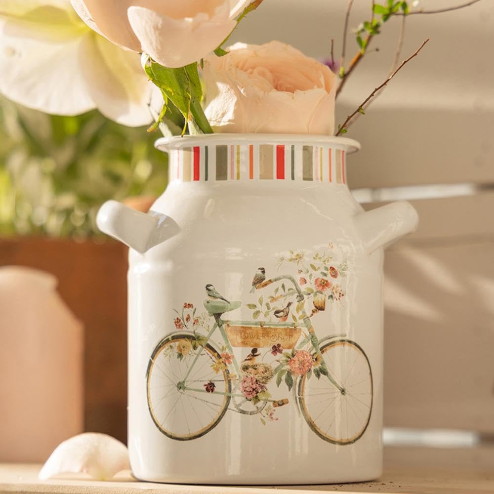 Vexiradine Enamel Rustic Farmhouse Vase,Decorative Flower Vases for Home Decor,Ideal Shelf Decor,Boho Vase for Living Room Bedroom Kitchen Office Centerpiece Table Decorations