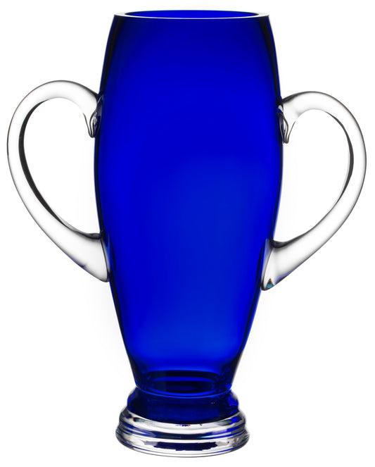 Barski - European Cobalt Glass - Footed Trophy Vase - with Handle - 13.5" Height - Made in Europe