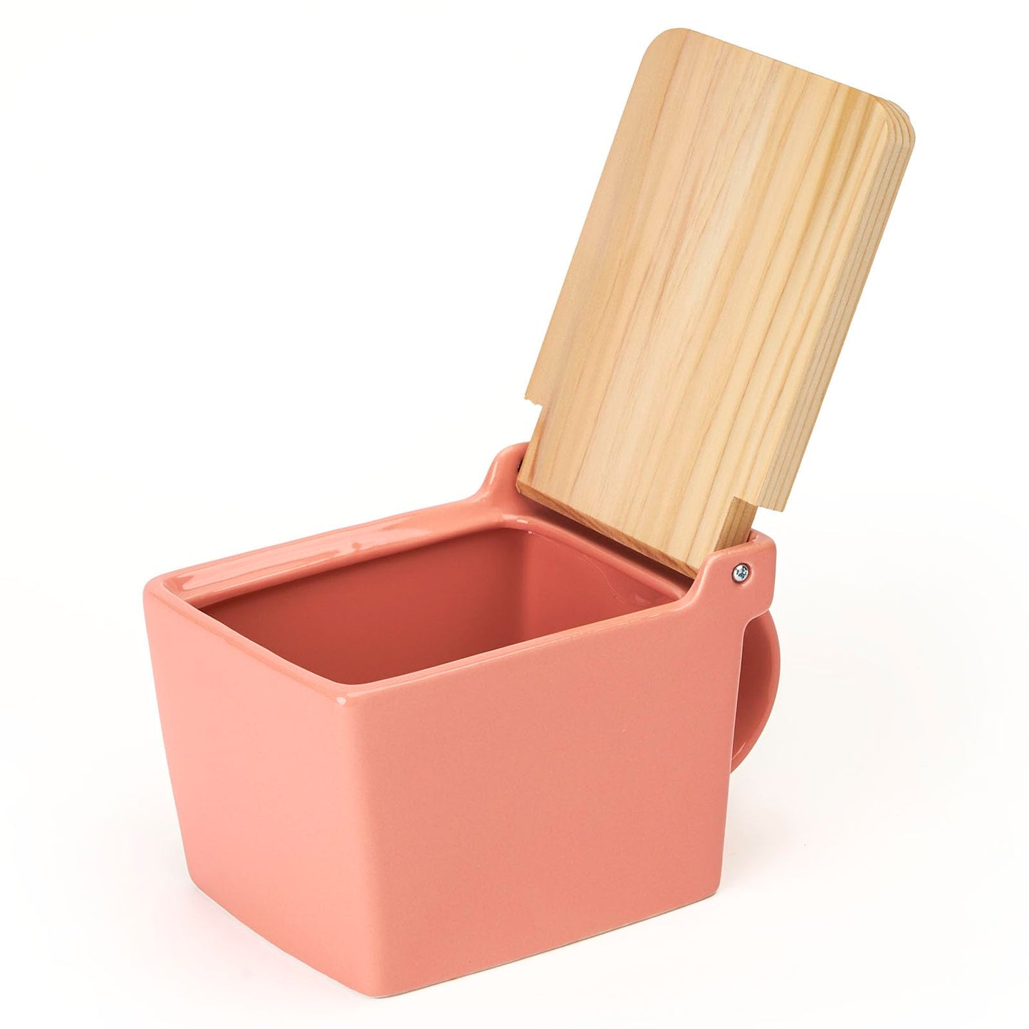 Zero Japan Bee House Premium Salt Box with Hinoki Lid - Container for Sea Salt and Spices - Elegant Cellar for Kitchen Countertop - Coral Pink, 16 oz