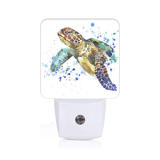 FSHVQKD Watercolor Wild Turtle Night Light,Plug-in Nightlights Auto Sensor Night Lamp Dusk to Dawn Lamp Home Decor for Nursery Children Girls Boys