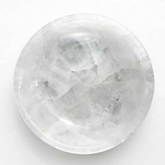 YeasHome Calcite Stone Bowl, Natural Marble Crystal Bowl for Decor - Hand Carved Decorative Bowl for Centerpiece, Coffee Table, Yoga Meditation, Gift Idea (Pure White)