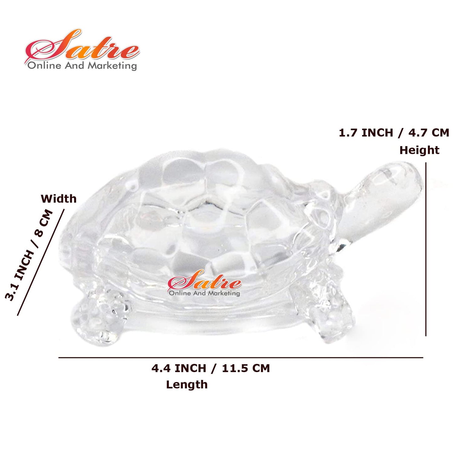 Satre Online and Marketing Crystal Glass Vastu & Feng Shui Turtle, Tortoise with Leaf Plate Set of 2 (2 Pieces)