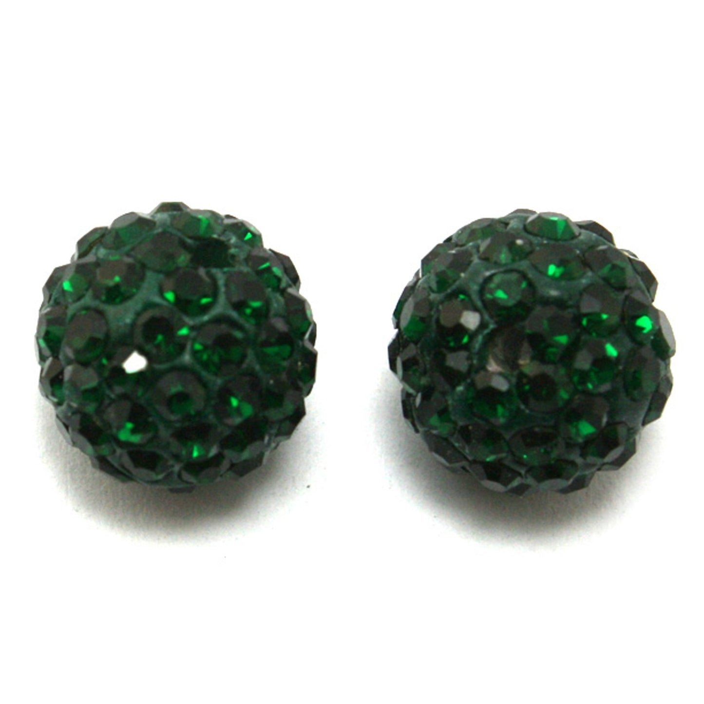 RUBYCA Pave Czech Crystal Disco Ball Clay Beads fit Shamballa Jewelry (100pcs, 10mm, Emerald Green)