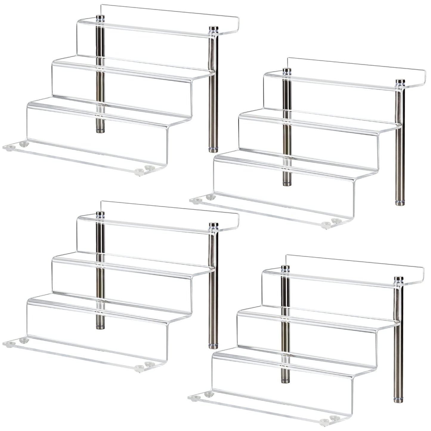 LileZbox 9 x 6 in Acrylic Display Risers Shelf for Pops Figures, 4 Tier Perfume Organizer Stand, Dessert Shelves for Party, Clear Display stand for Decoration and Organizer