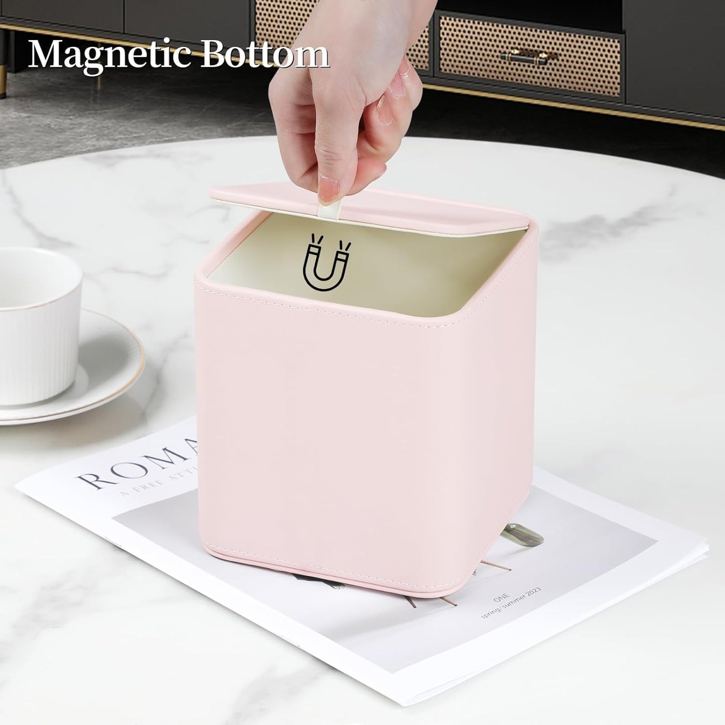 Ukwell Square Tissue Box Cover Faux Leather Tissue Holder Rounded Edge Girly Style Home Decor Piece for Bathroom Bedroom Living Room Office