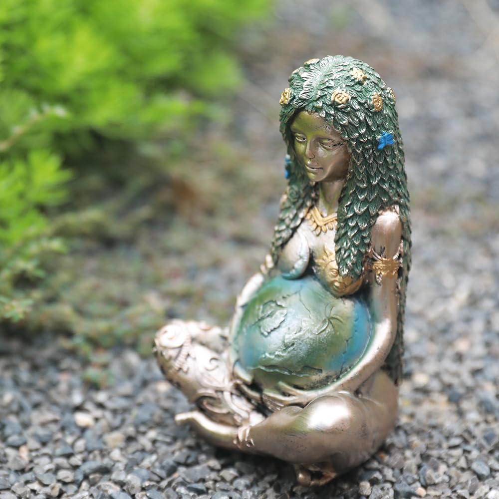 SHOWFEICAT Goddess Statue, Gaia Statue Mother Earth Nature Moon Statues, Resin Witchy Spiritual Figurine Home Room Decor Garden Decoration Earth Day Decoration