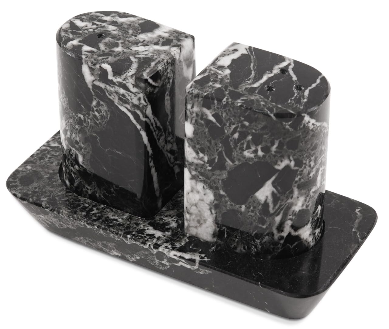 Radicaln Marble Salt and Pepper Shakers – 2.5" Black Handcrafted Stone Spice Set for Kitchen Table, Saleros Pink Salt Holder, Farmhouse Kitchen Decor, Elegant Home Essentials