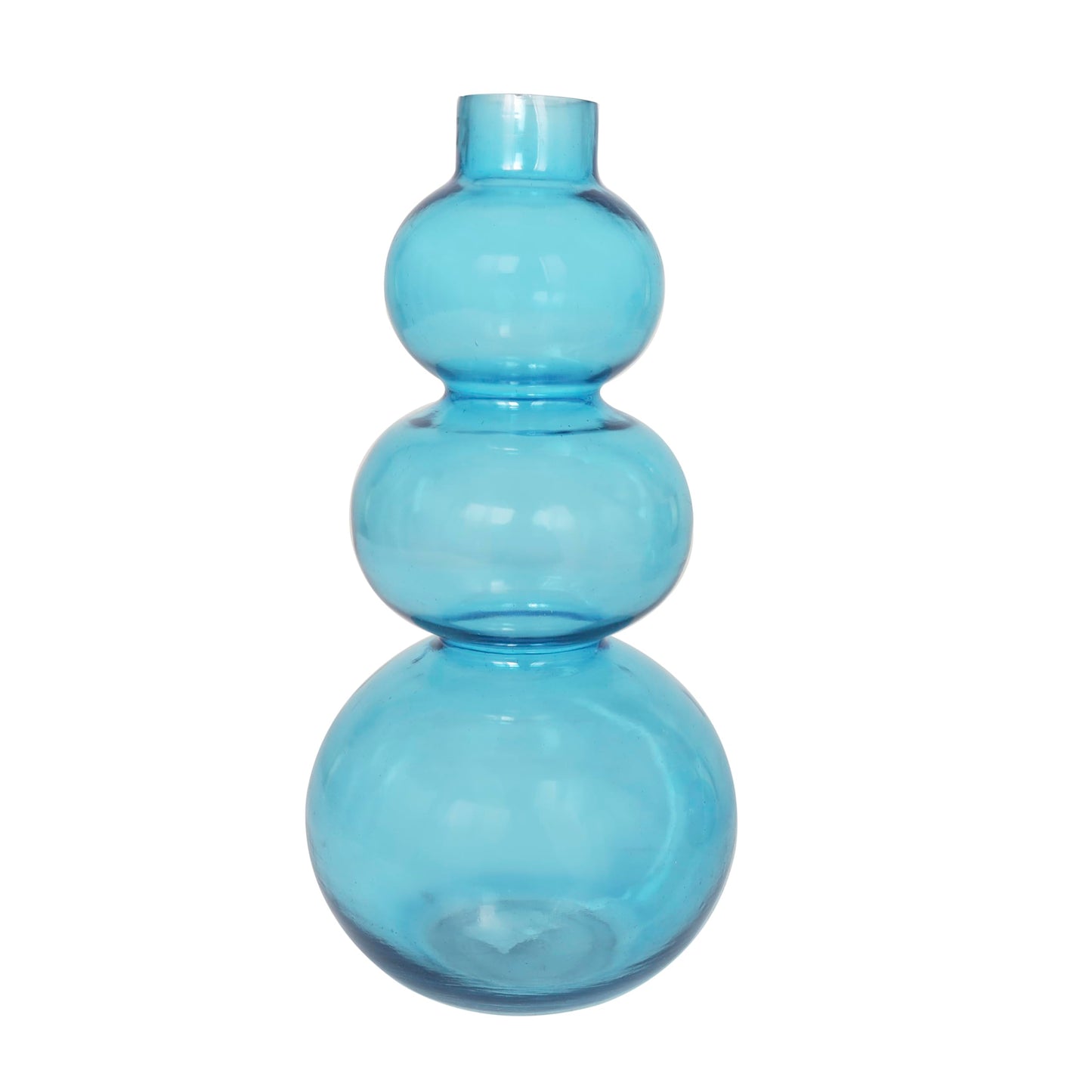 Deco 79 Glass Decorative Vase Bubble Centerpiece Vases with Various Sizes, Set of 2 Flower Vases for Home Decoration 14", 11" H, Blue