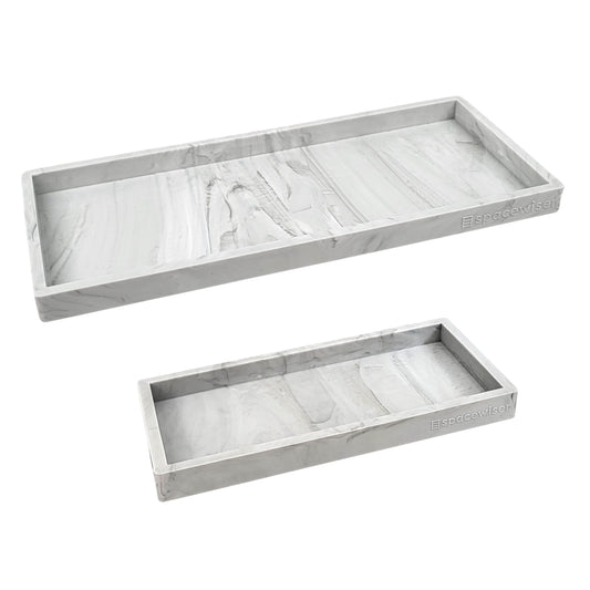 Spacewiser Countertop and Vanity Tray - 2 PC (11” and 7”) Shatterproof Silicone Kitchen and Bathroom Trays for Counter, Kitchen Soap Dispenser Tray, Vanity Trays for Bathroom, Perfume Key Tray
