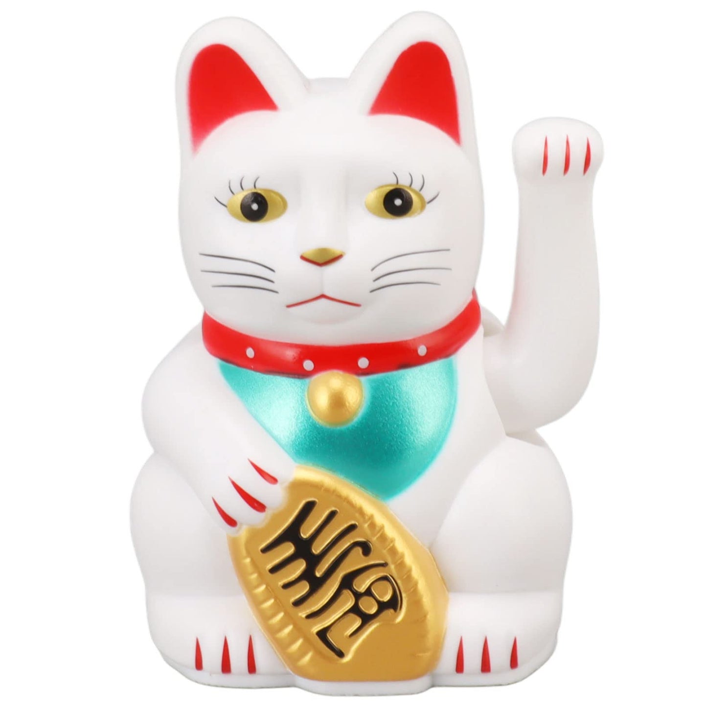 Dpofirs 4 Inch Lucky Fortune Cat Maneki Neko, Lucky Cat Decor Hand Waving Welcoming Cat for Home Desk Ornament Gift Giving, Feng Shui Business Ornament Home Decor (White)