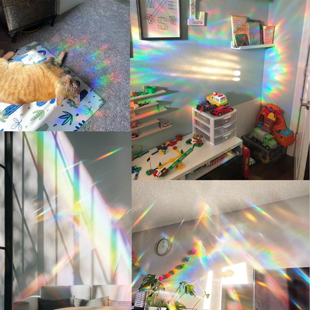 zhuoyaju Acrylic Suncatcher Window Hanging, Leaf Sun Catcher Rainbow Indoor Window Decoration for Living Room Bedroom, Summer Home Balcony Ornaments Deco, 7.87 x 7.87 inches (64 Leaf)