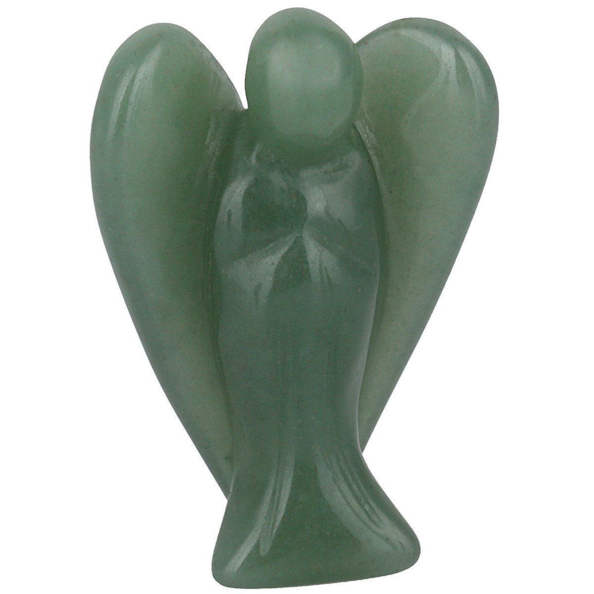 Rockcloud Healing Crystal Gemstone Carved Pocket Crystal Guardian Angel Figurines 1.5 inch Green Aventurine