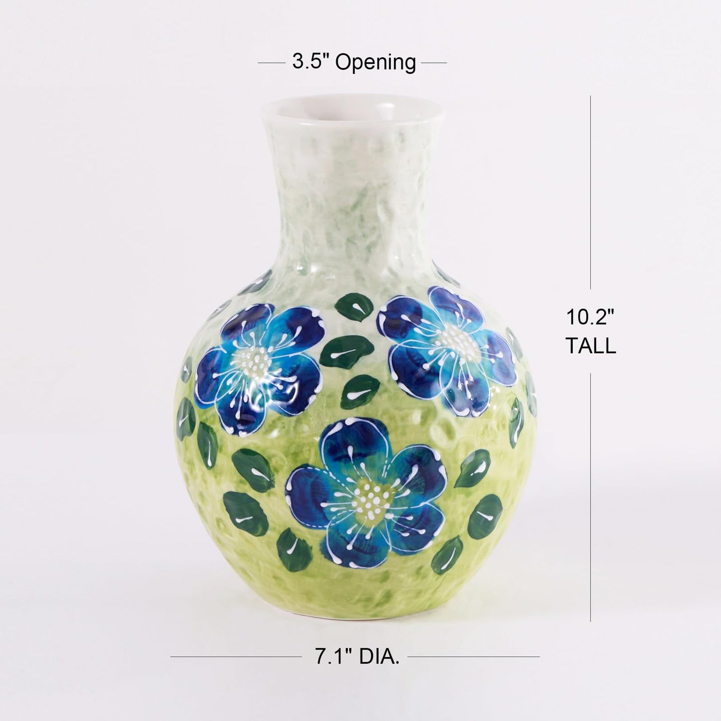 Mokof Hand-Painted Ceramic Flowers Vase, 10.2" Unique Decorative Vase