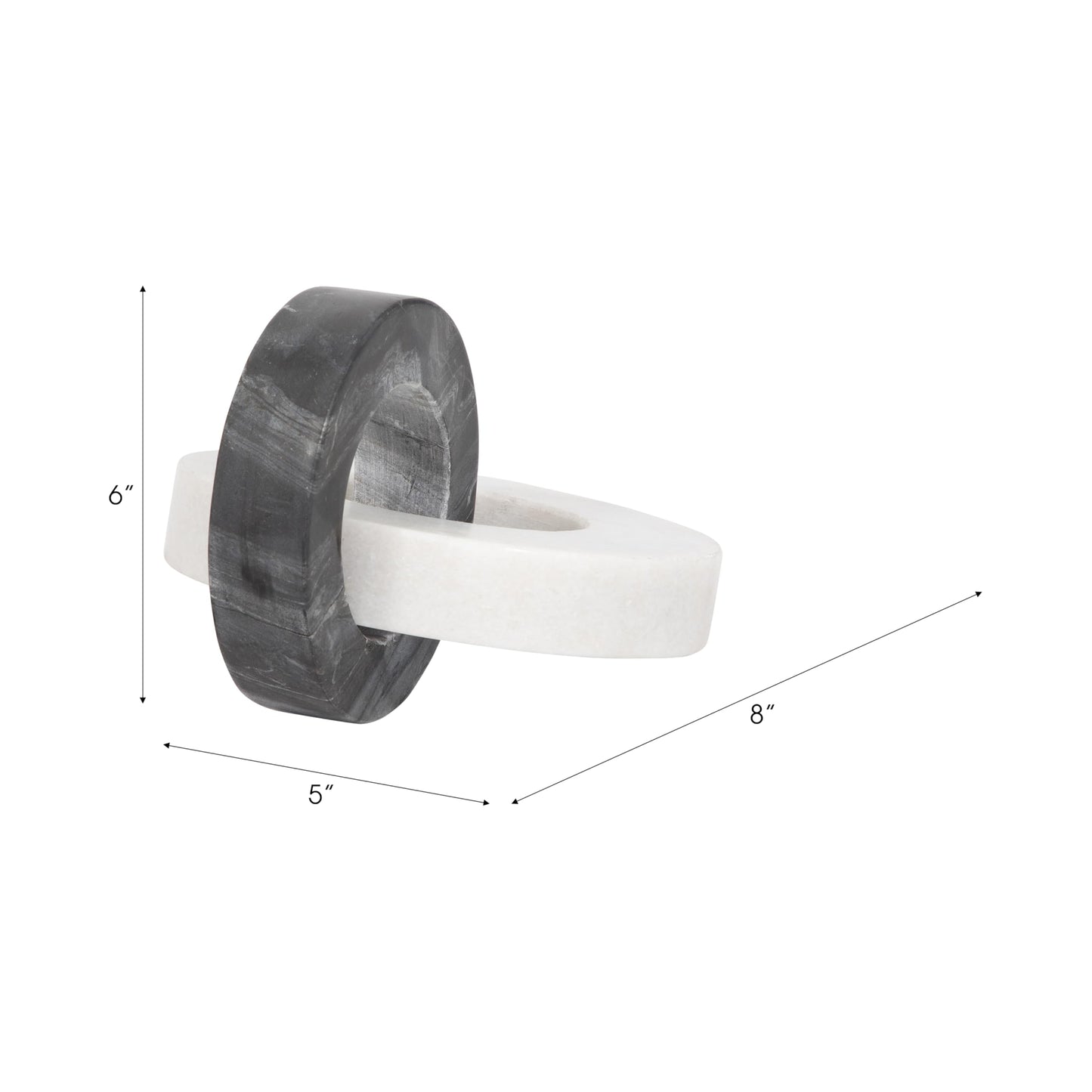 Home Decor and Bathroom Decor Marble Double Ring – Modern Shelf Sculpture and Office Accents for Room Styling – Coffee Table Ornaments and Living Room Decor Statues Design – 6", White & Black
