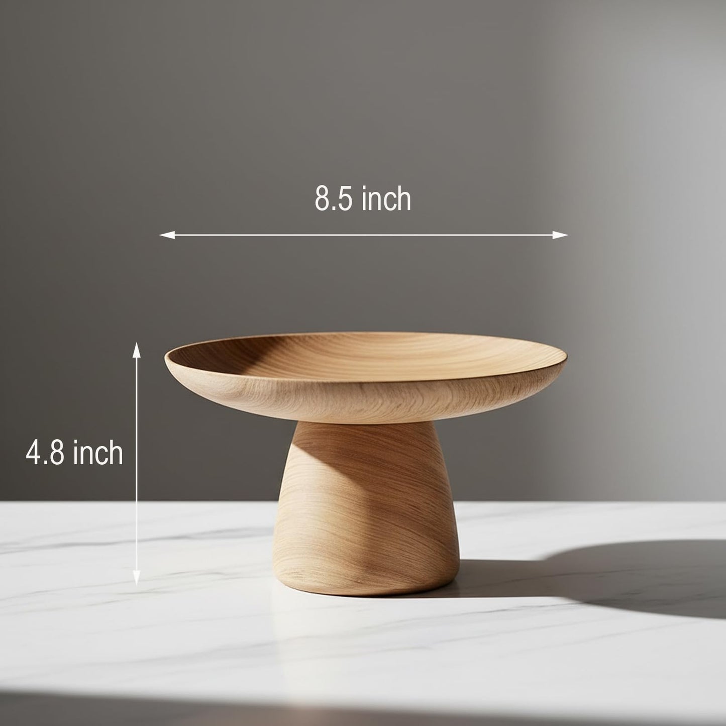 Braxio Faux Wood Decorative Bowl - Resin Pedestal Wood Grain Catchall Bowl for Entryway Keys, Coffee Table Decor, Living Room Centerpiece, Housewarming Gift 8.5 x 8.5 x 4.8 Inch