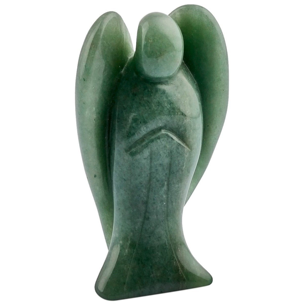 Rockcloud Healing Crystal Gemstone Carved Pocket Crystal Guardian Angel Figurines 3 inch, Green Aventurine