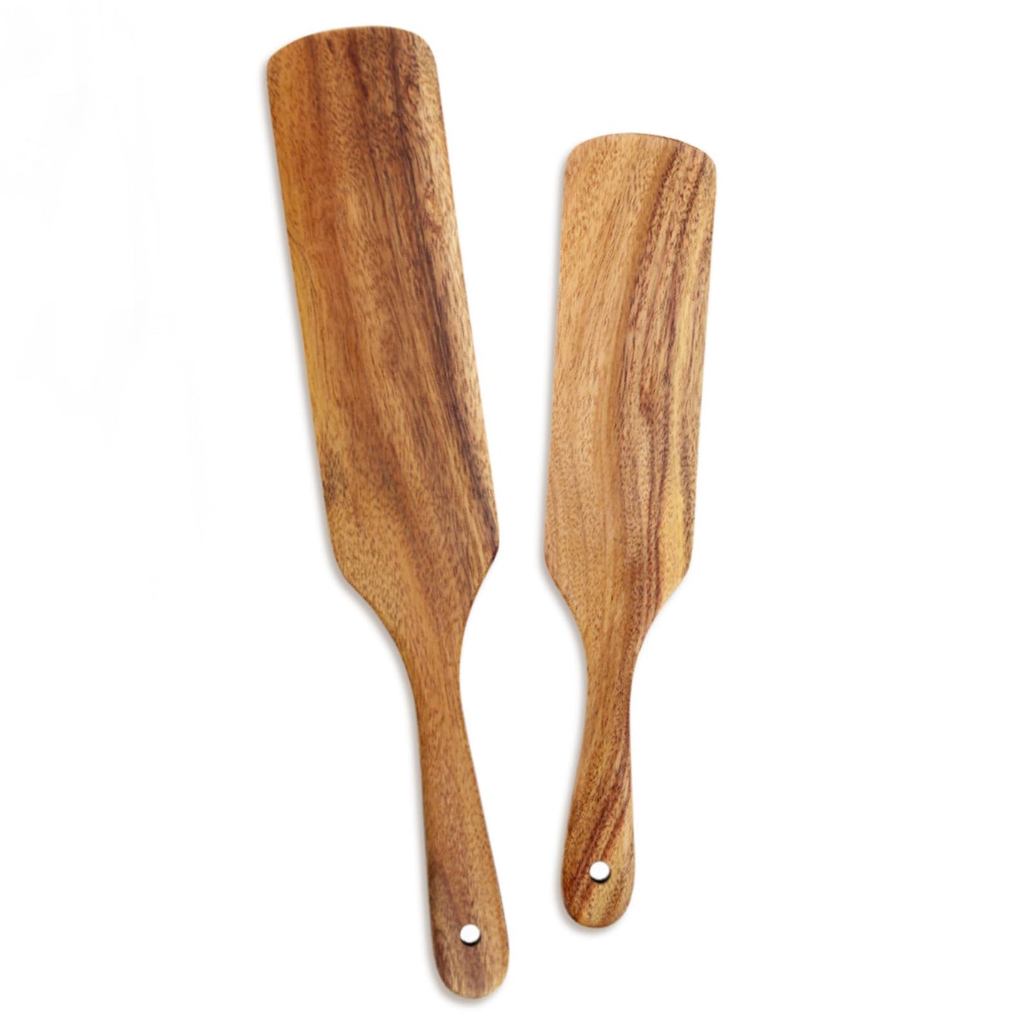 AOOSY Spurtle Set - Wooden Spatulas for Sourdough, Cast Iron & Non-Stick Cookware (Set of 2)