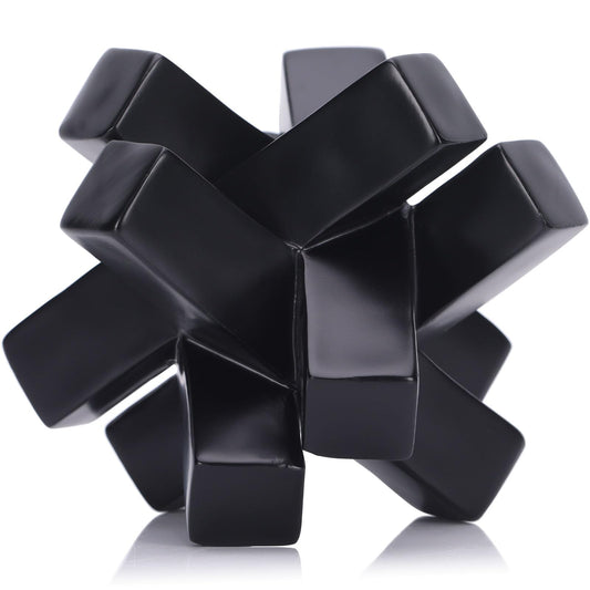 Black Knot Decor Knick Knacks for Shelves, Black Geometric Sculpture Statue Modern Decorative Objects Shelf, Black Home Décor Accents, Minimalist Bookcase Tv Stand Coffee Table Entrance Decor Objects