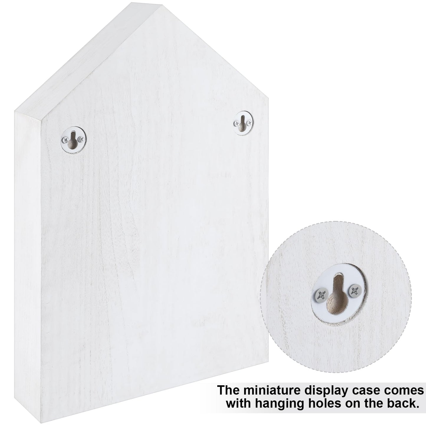 Threehoney House Shaped Wooden Shadow Cubby Box 10 W x 2 1/4 D x 15 H Hanging Display Shelf Organizer Wall Mounted Curio Cabinet Wooden Display Case Miniature Shelf for Figures(Wood Color)