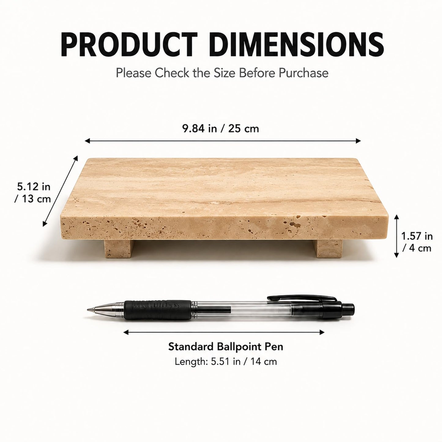 Natural Travertine Pedestal Tray, Stone Vanity Riser for Soap, Perfume, Jewelry and Candles, Decorative Bathroom Counter Tray