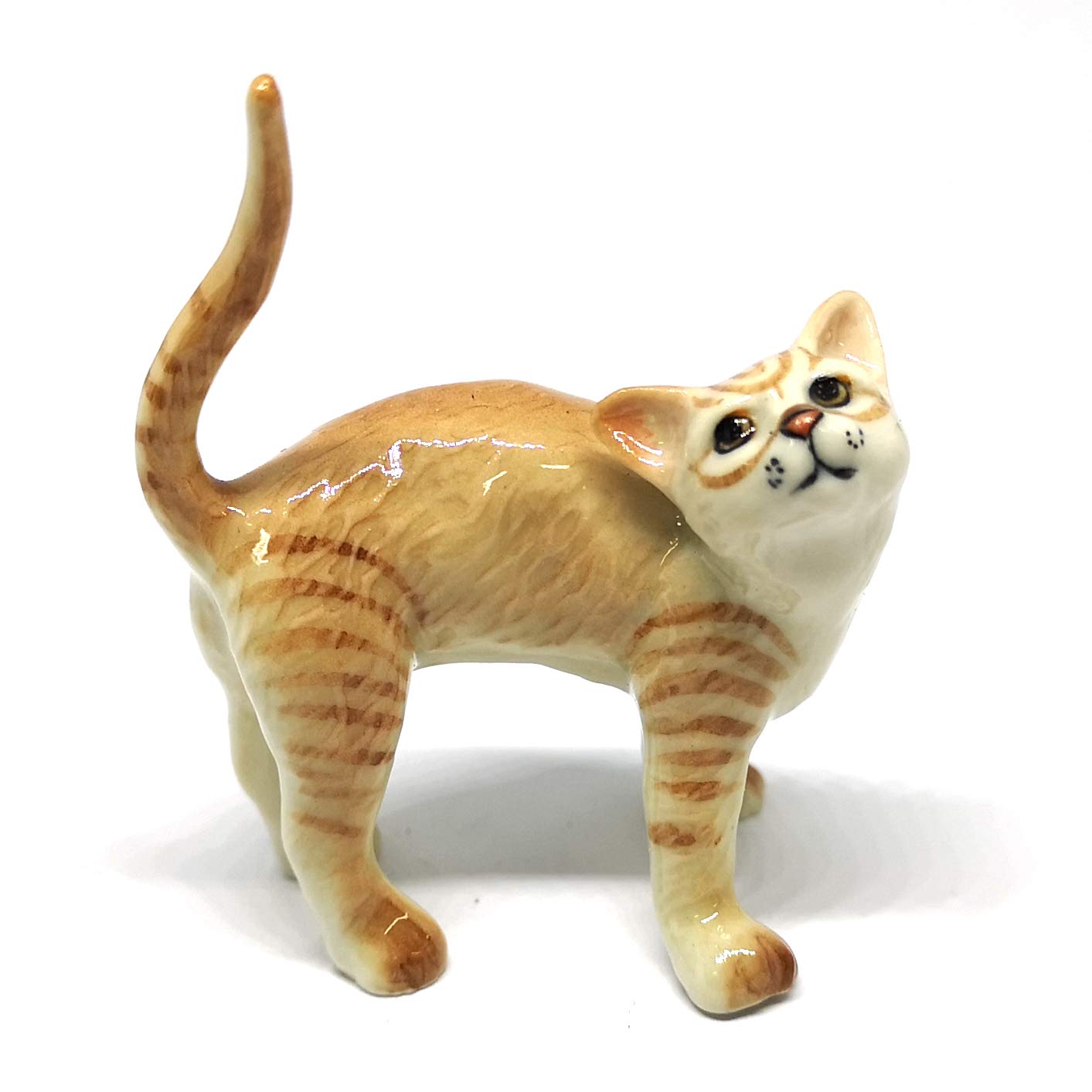 ZOOCRAFT Ceramic Orange Tabby Cat Figurine, Hand-Painted Stoneware Kitten Sculpture for Shelf & Desk — Artisan Gift for Cat Lovers, Cat Moms & Pet Owners