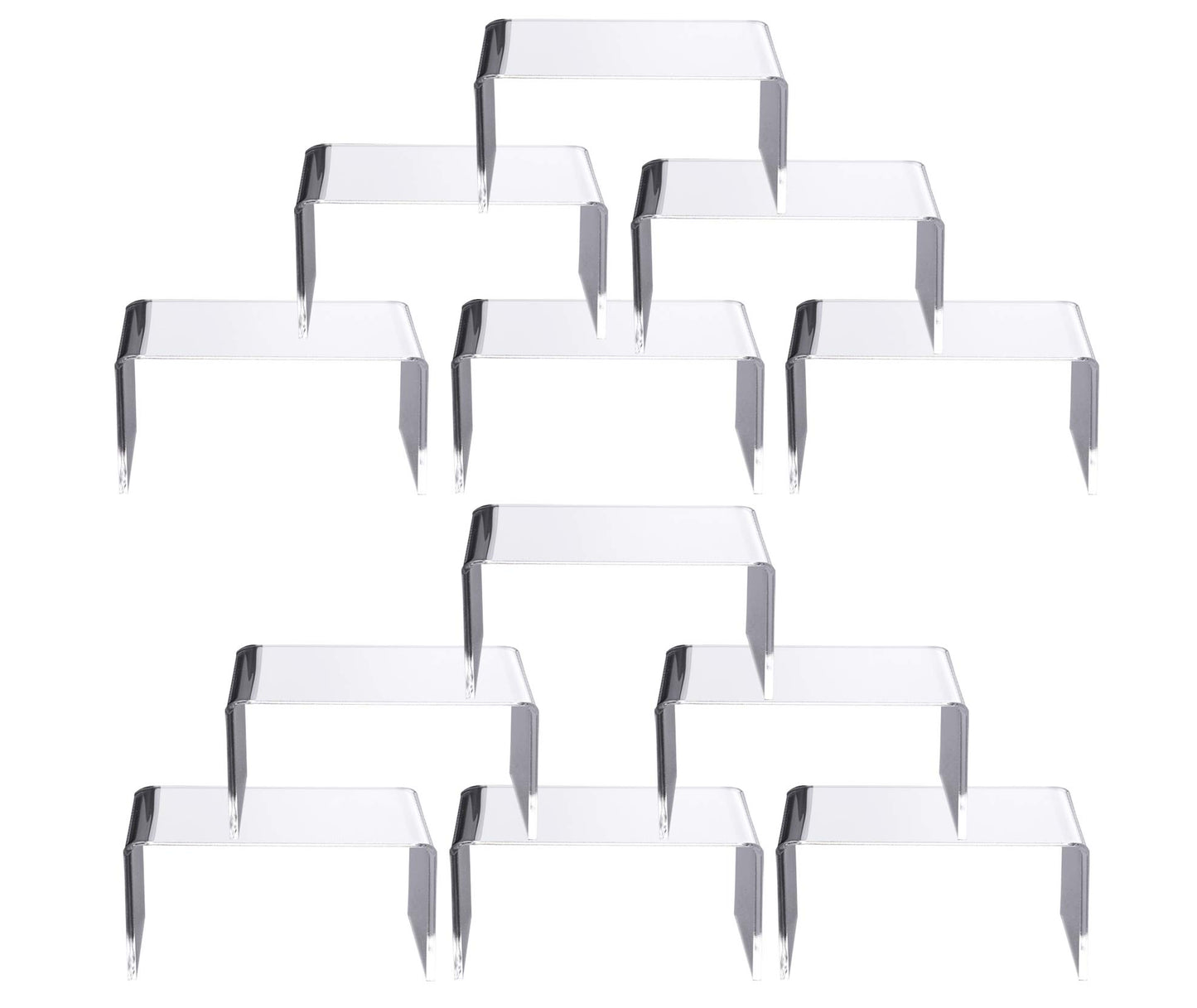 Jusalpha 12 Packs Clear Acrylic Display Risers Showcase for Jewelry, Risers Display for Funko POP Figures,Clear Cake Stands for Candy Dessert Table Decorations 4" x 3''x 2'' (12 PC)…