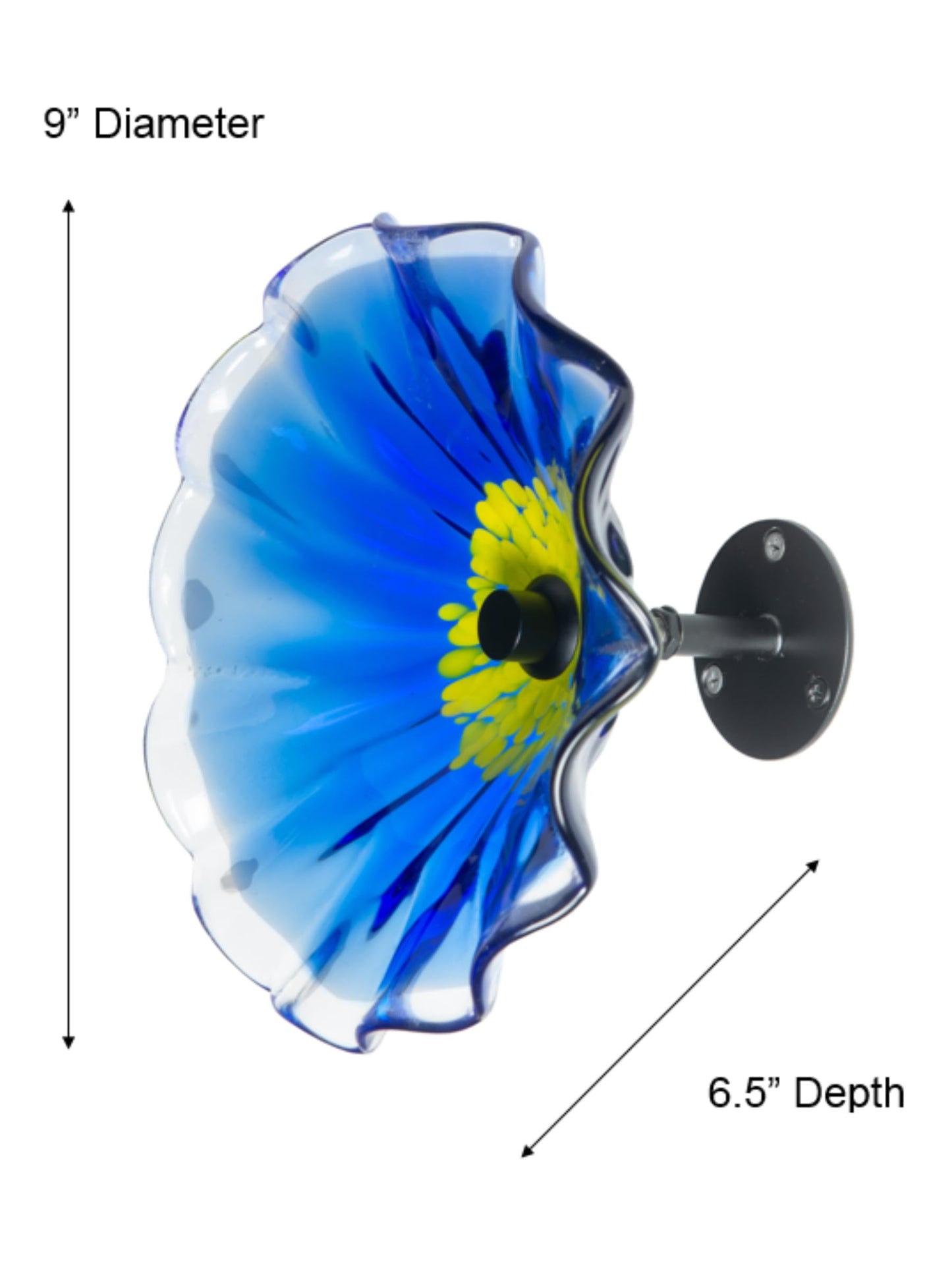 Dale Tiffany AW23138-D9 Fiore Bloom Hand Blown Flower Art Glass with Wall Mounting Bracket, Blue, 9-Inch Diameter