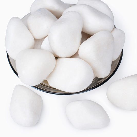 Pulovin 20 lbs White Rocks for Landscaping, 2-3 Inch Large White Rocks for Plants, Decorative Polished Stones for Garden, Walkways, Yard, Plants Pots, Vases, Crafts