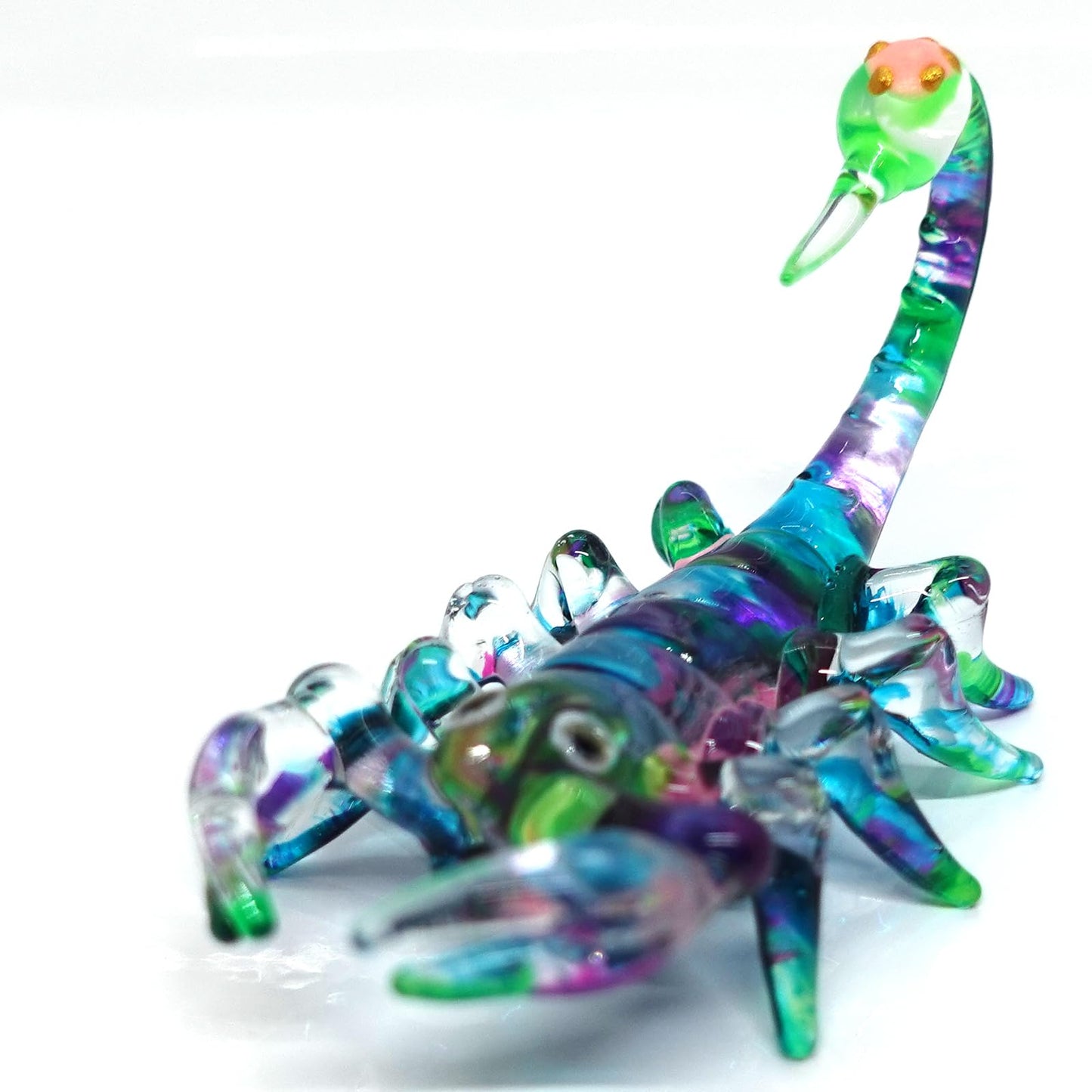 Sansukjai Scorpion Miniature Figurines Animals Hand Painted Blown Glass Art Collectible Gift Decorate (Multi-Pastel)