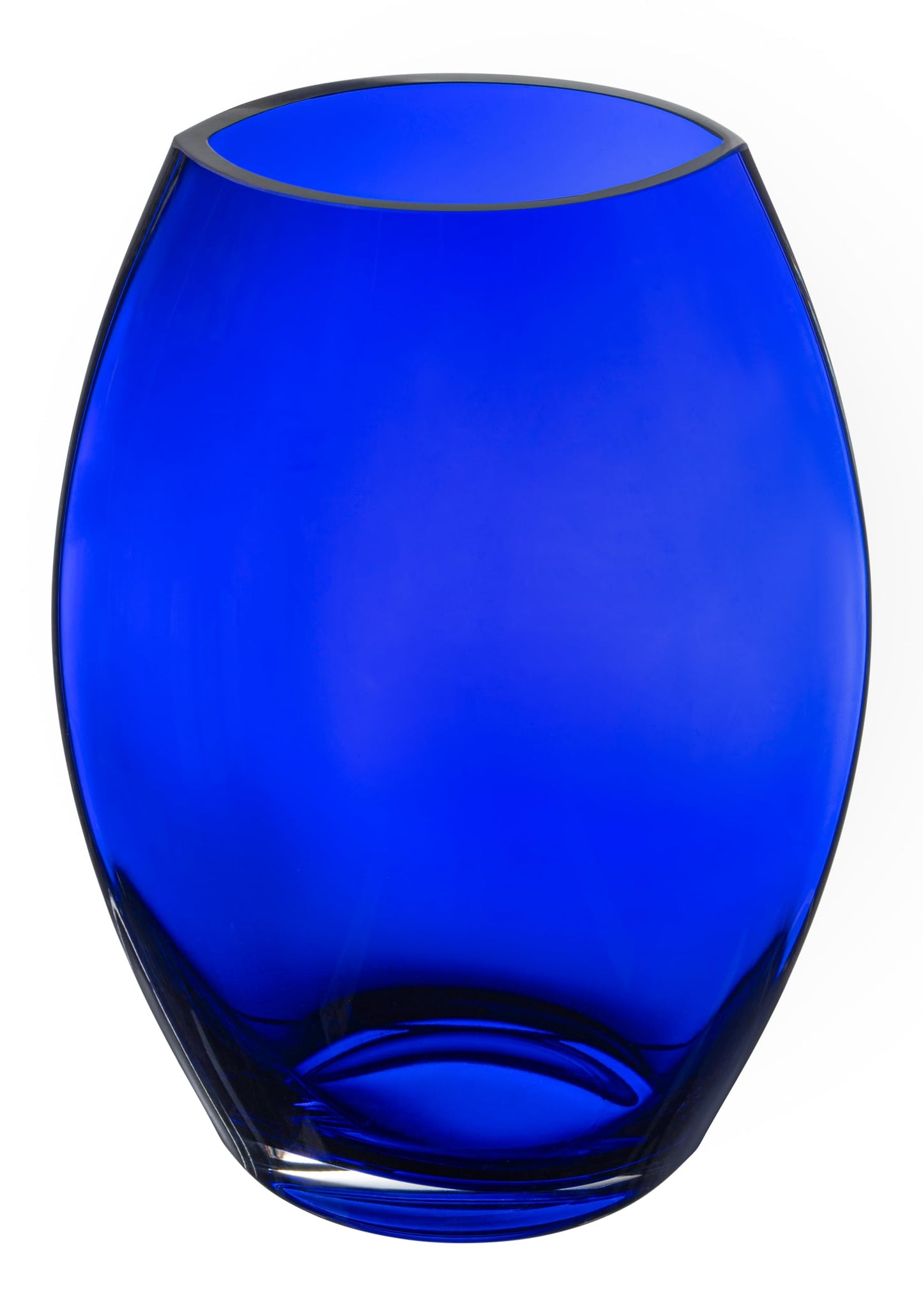 Barski - Handmade Glass - Oval Shaped vase - Cobalt - 12" H (12 Inches High) Made in Europe