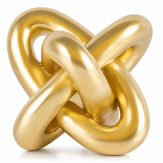 XMGZQ Gold Knot Decor for Coffee Table Book,Chain Link Living Room Decor Item for Bookshelf Entryway Nightstand TV Stand,Minimalist Knot Sculpture for Home Living Room,Centerpiece Table Decorations