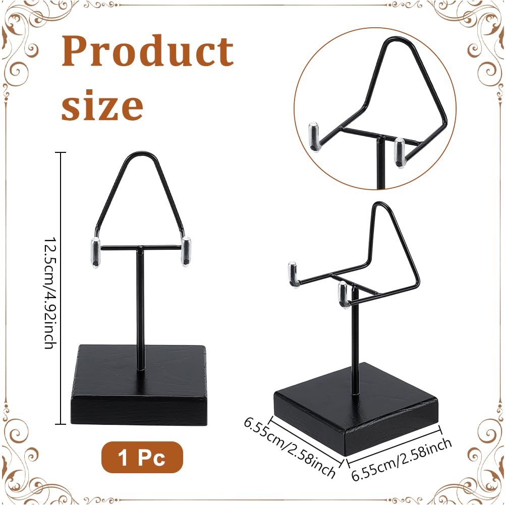 NBEADS Rock Display Stand, 2.58x2.58x4.92 inch Metal Crystal Display Holder Mineral Specimen Display Easel Holder for Gemstones Geodes Mineral Agate Home Office Decor, Black