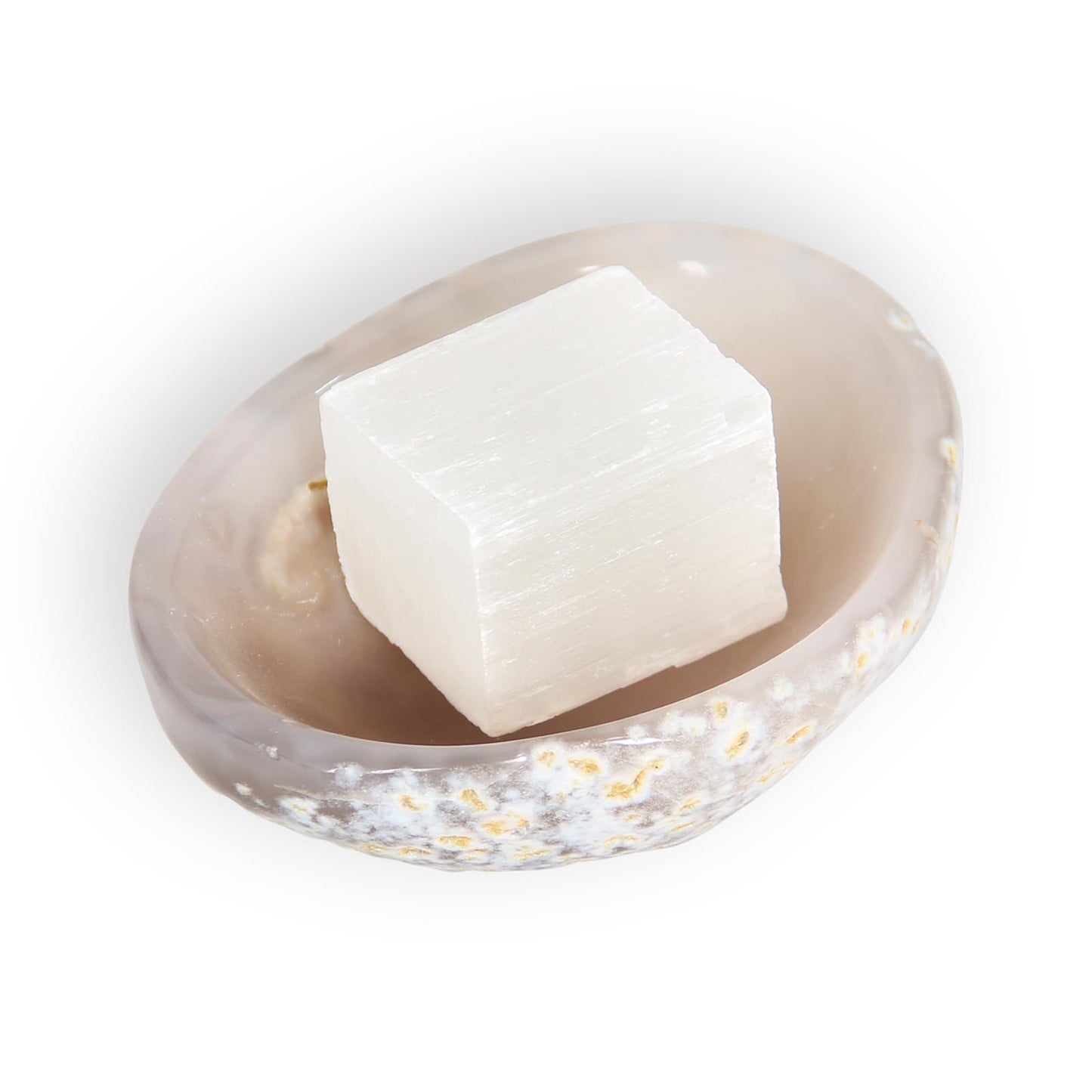 Orientrea Agate Decorative Bowls, Approximately 3.1"- 4.1", Hand Polished Gem Stone Bowls, Natural Raw Crystal Decorative Dish Jewelry Storage Agate Bowl for Meditation, Reiki, Healing