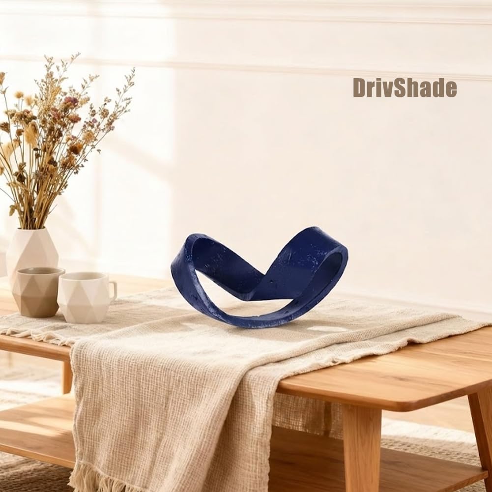 DrivShade Geometric Knot Sculpture, Modern Coffee Table Decor Abstract Figurines, Boho Home Decor Statue for Shelf, Living Room, Office Desktop, Bedroom, Bookcase Decorative (Blue)