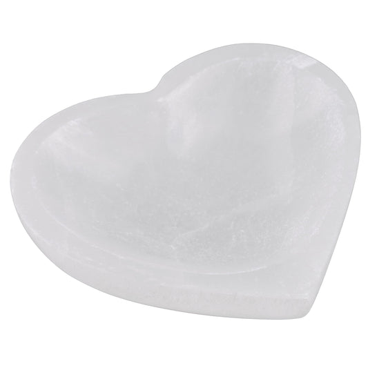 Wish Well Heart Selenite Bowl for Crystals Charging – 4" Selenite Crystal Bowl – Mined and Crafted in Morocco – Ideal for Cleansing and Recharging Crystals and Healing Stones, Meditation, and Decor