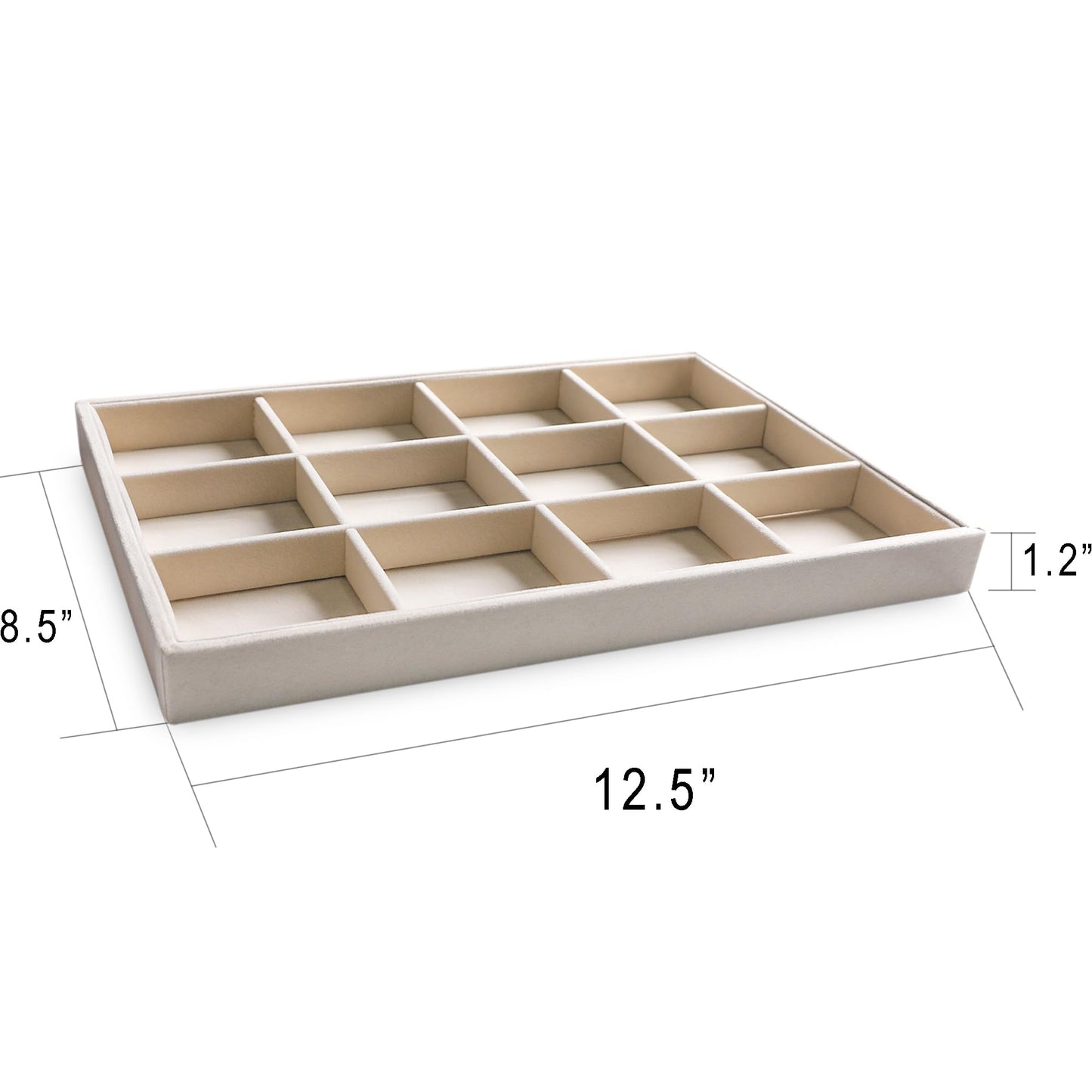 Frebeauty Stackable Velvet Jewelry Organizer Trays for Drawers Inserts Jewelry Storage Tray Display Case Earrings Bracelets Necklace Rings Accessories Trays for Women Girls(Set of 4)（Beige