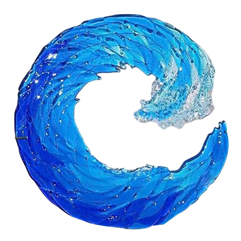 Zerodis Sculpture,Blue Sea Desktop Decoration Ornaments Abstract Art Statue Blown Glass Waves Decor for Office Desk Decor Book Shelf Decor (2)