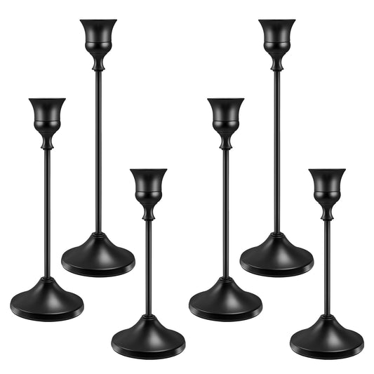 Candlestick Holders 6 PCS Metal Taper Candle Holders, KSWING Black Candle Stick Holders Set, Perfect for Table Centerpiece Mantel Party Wedding Christmas Home Decor, Set of 6