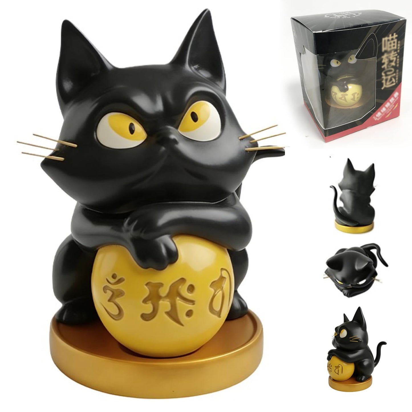 AohaiNova Black Cat Statue Destress,Emotional Support Desk Cats Figurines