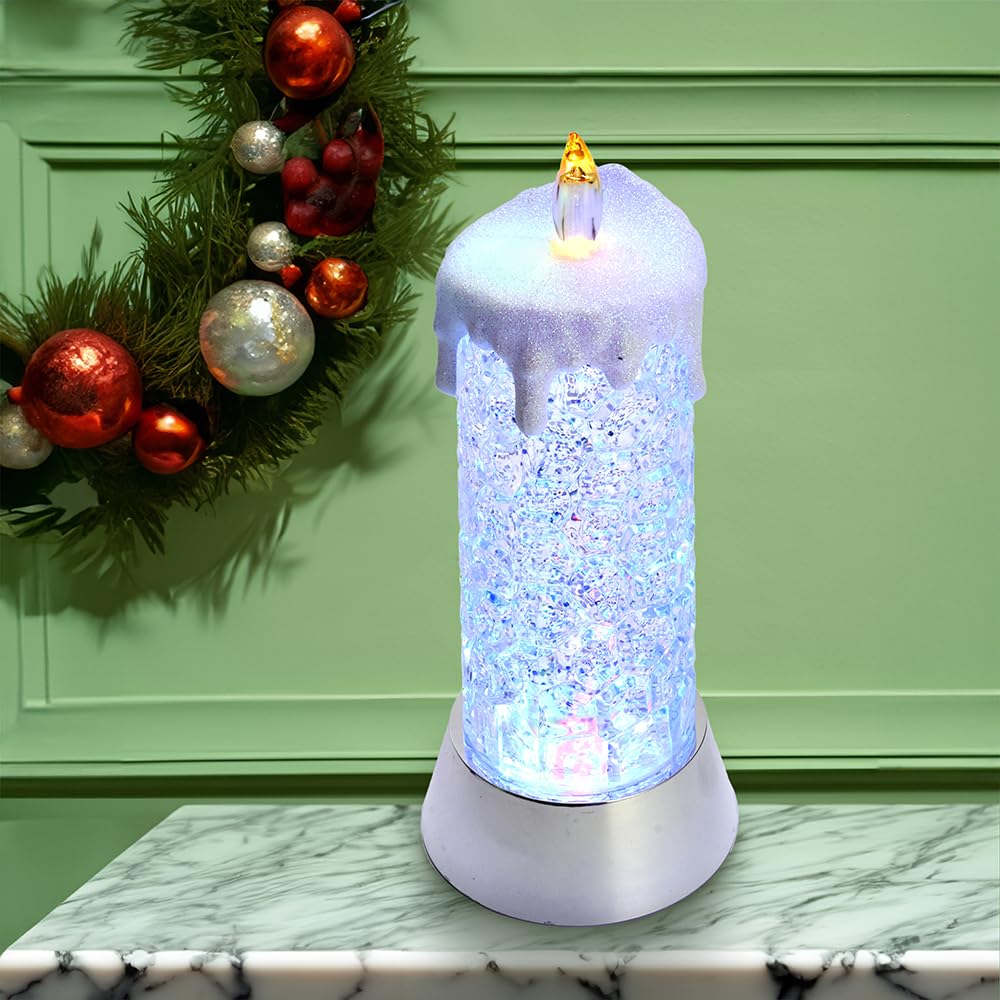 Kurt Adler 9.25-Inch Battery-Operated Color Changing Snowing Candle