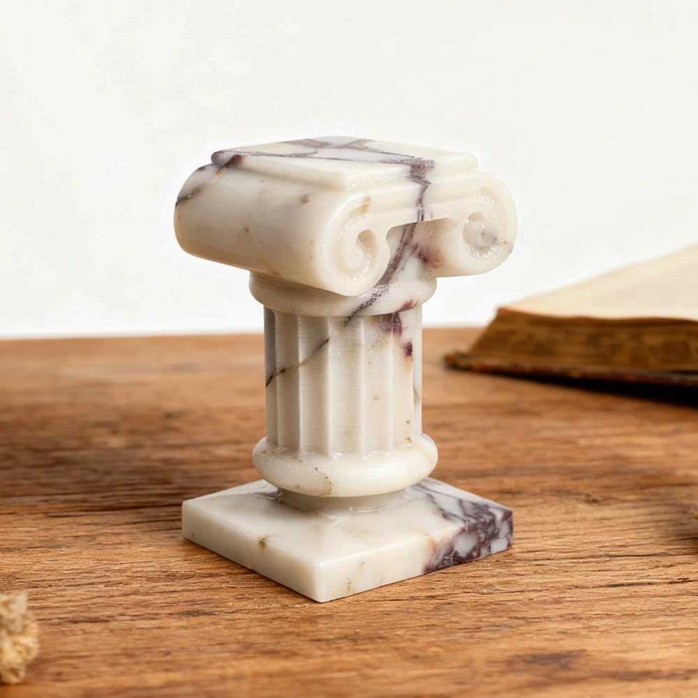 Marble Roman Pillar Statues Small Sculpture Decor for Coffe Table, Decorative Pillar for Living Room Bedroom Bookshelf Display, Mini Roman Columns for Weddings & Valentines, Tabletop Elegant Statue