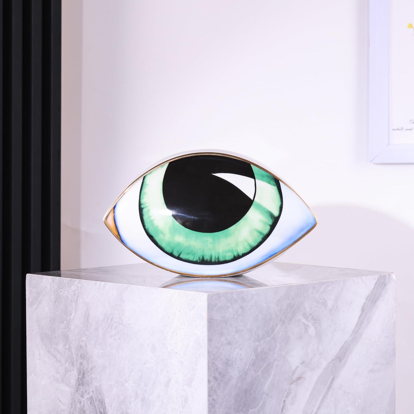 oliruim Big Eye Sculpture, Ceramic Eye Statue, Modern Design Decor Home Living Room, Entryway, Bedroom, TV Stand, Shelf, Spiritual Decor Dining Table Centerpiece (Green)